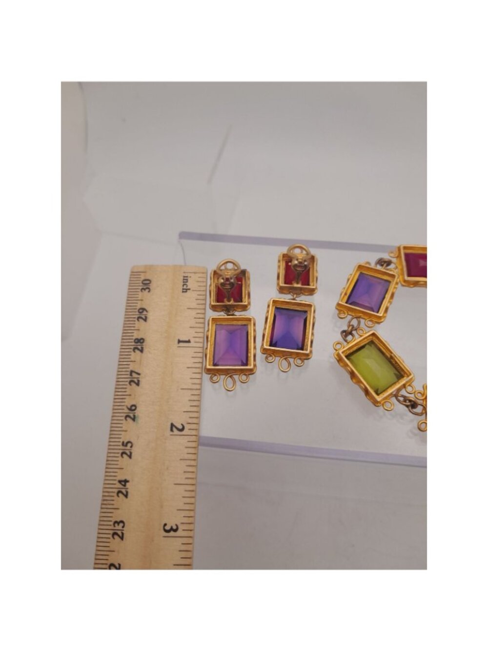 Vintage Mish Tworkowski Jewelry Set Gripoix Set in Gold Tone Bracelet Earrings - Picture 8 of 10